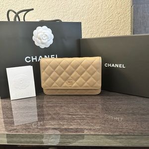 Brand New Chanel WOC 22A beige with GHW